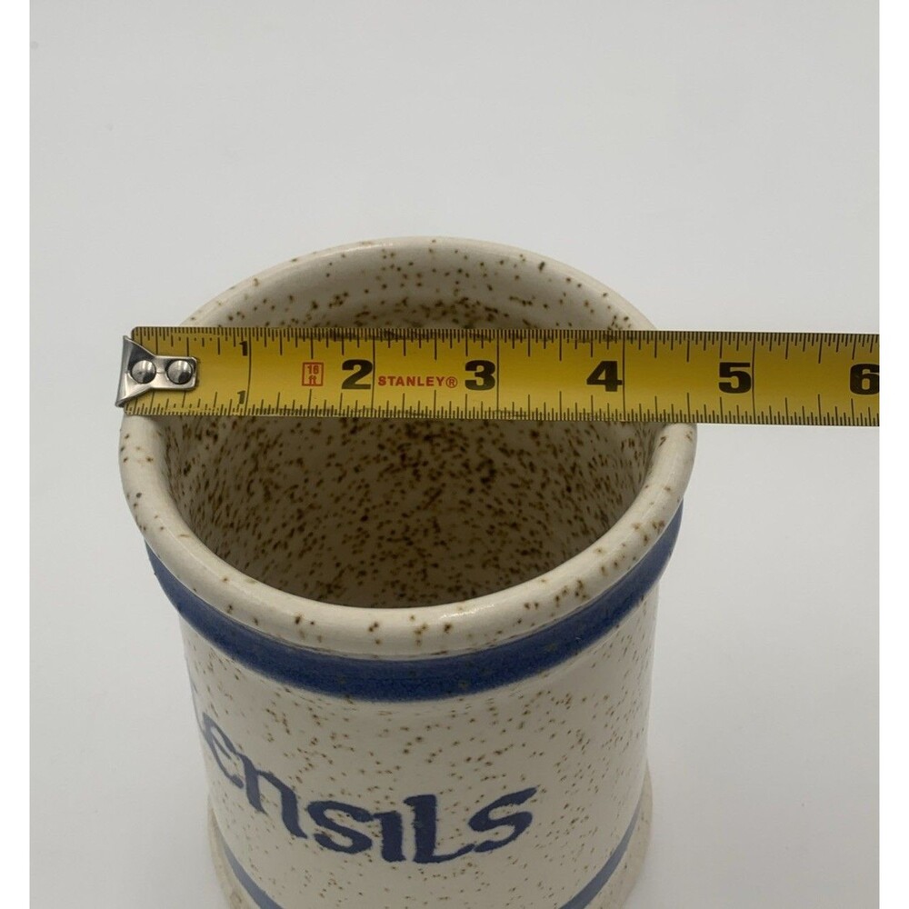 Vintage Studio Art Pottery Utensil Pot Hand Thrown Stoneware - Picture 8 of 9